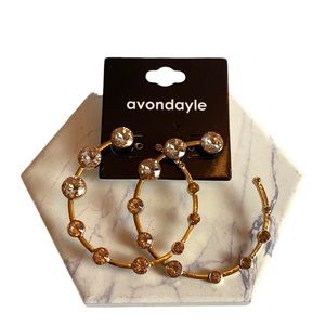Free People Avondayle Goldtone Hoops with Gold Shadow Crystals